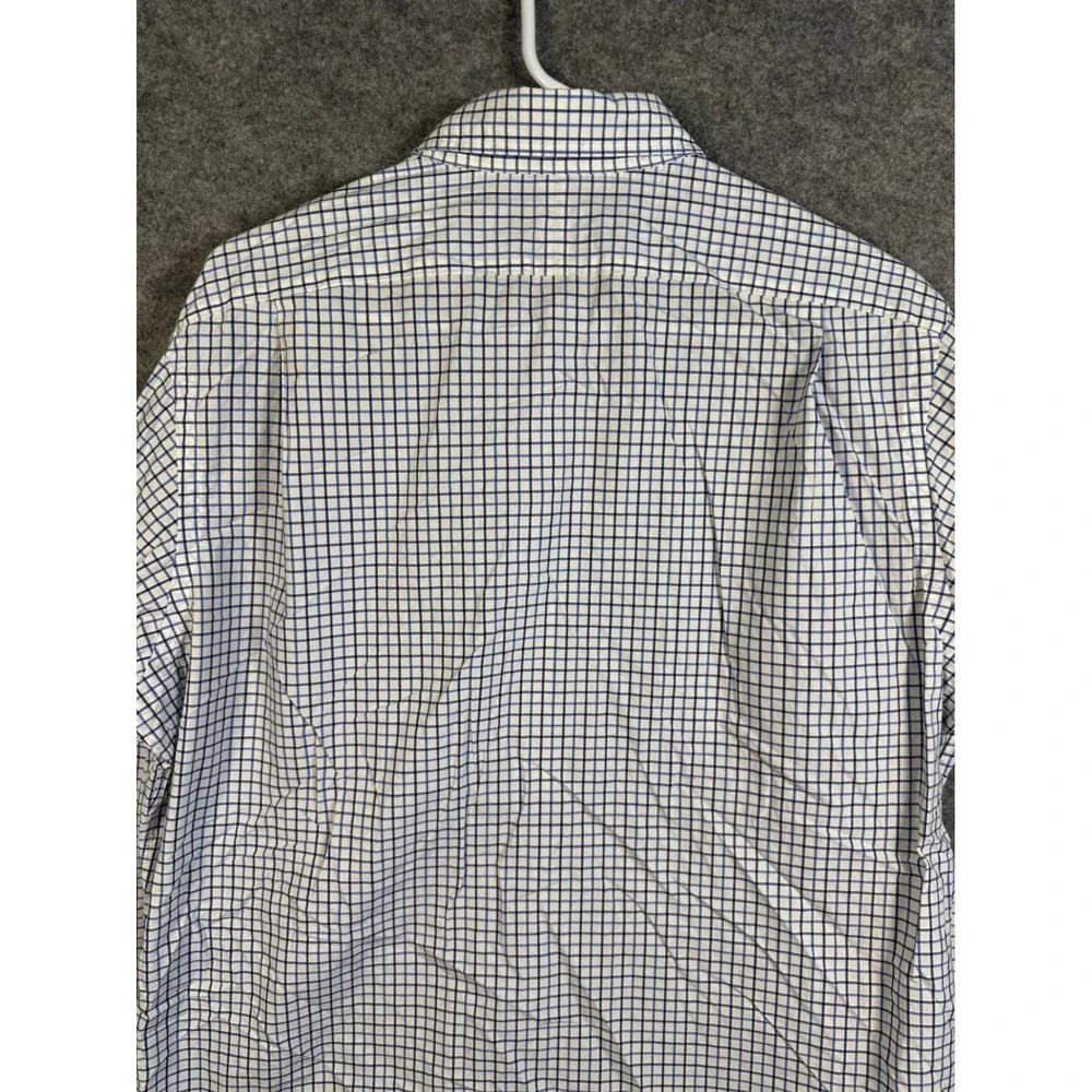 Polo Ralph Lauren Mens Large Blue White Grid Check Button Down Shirt Long Sleeve